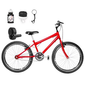 Bicicleta Aro 24 Aero + Kit Passeio Vermelha E Preta