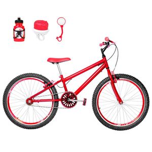 Bicicleta Masculina Aro 24 Aero + Kit Passeio Cor Vermelha