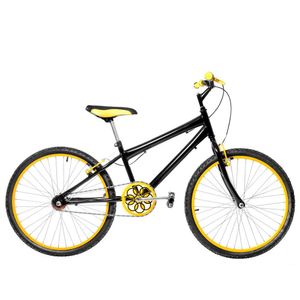 Bicicleta Masculina Aro 24 Alumínio Colorido Preta E Amarela