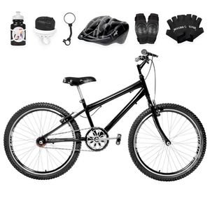 Bicicleta Masculina Aro 24 Aero + Kit Proteção Cor Preta