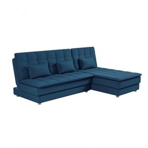 Sofá Cama Reclinável Com Chaise Penelope - Veludo Turkey Petroleo