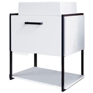 Gabinete Suspenso Banheiro 50 Cm Com Cuba Preto Branco P1009 Pp Preto Branco