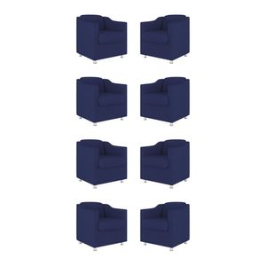 Kit 8 Poltronas Tilla Decorativas Consultório Sala Tecido Cor:azul Marinho