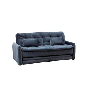 Sofá Cama Reclinável Com Cama Auxiliar - Veludo Chumbo