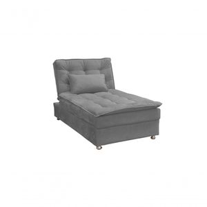 Sofá Cama Chaise 1 Lugar Penelope - Veludo Chumbo