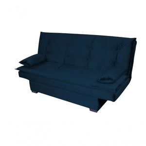 Sofá Cama Casal Reclinável Esmeralda - Veludo Azul Marinho