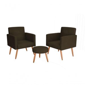 Conjunto 02 Poltronass E 1 Puff Dallas - Turkey Chocolate