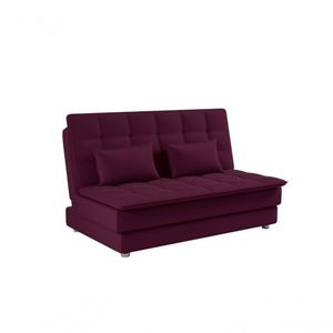 Sofá Cama Reclinável 2 Lugares Penélope - Veludo Vinho