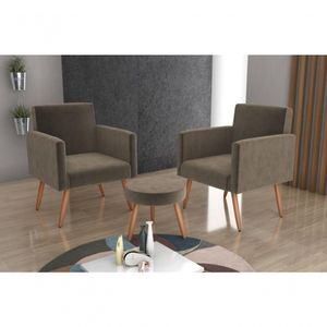 Conjunto 02 Poltronas E 1 Puff Dallas - Capuccino