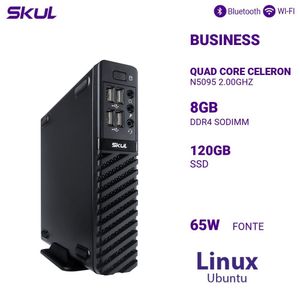 Mini Computador B100 Quad Core Celeron N5095 2.00Ghz Mem 8Gb Ddr4 Ssd 120Gb Wi-Fi+Bt Fonte