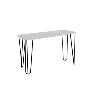 Banco Namoradeira Tampo Pés Hairpin Legs Estilo Industrial Off White Laca