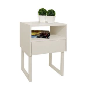 Mesa De Cabeceira Lateral Nicho Com Gaveteiro Off White Laca