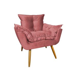 Poltrona Decorativa Opala Cor Veludo Rosa
