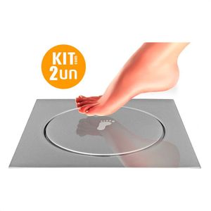 Kit 02 Un Ralo Click Quadrado 15X15