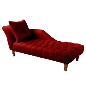 Divã Chesterfield Anna Recamier 160Cm Via Encanto Veludo Bordô Lado Esquerdo