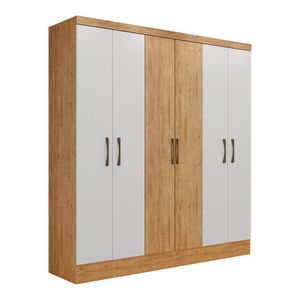 Guarda Roupa Maxel Casal Paris 6 Portas 2 Gavetas Mdf Disa Móveis Capuccino/branc