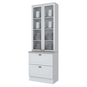 Cristaleira Americana 2 Portas Com Vidro 2 Gavetas C357 Henn Branco