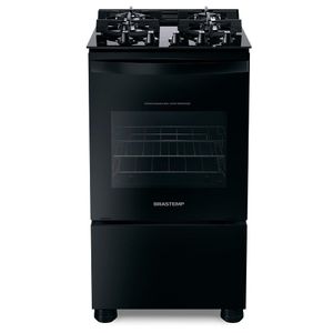 Fogão Brastemp 4 Bocas Mesa Vidro E Chama Dupla Preto Bivolt