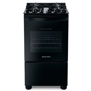 Fogão Brastemp 4 Bocas Mesa Vidro Grades Duplas Preto Bivolt