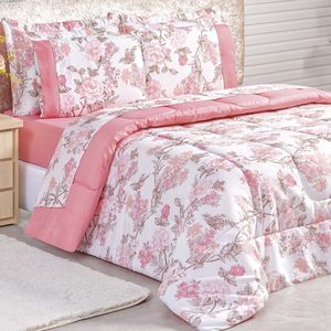 Kit Edredom King Suave 200 Fios 3 Peças - Rosa