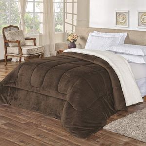Coberdrom Solteiro + Manta Flannel 1Pç - Marrom