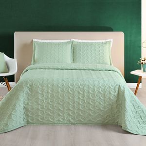Cobre Leito Casal Florency Micropercal 200 Fios 3 Pçs Verde
