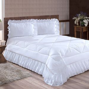 Cobre Leito Queen Jaspe Microfibra 3 Peças Branco