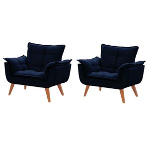 Kit De Poltronas Decorativas Opala Azul Marinho