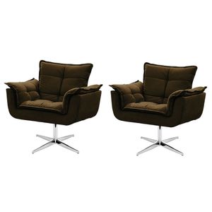 Kit De Cadeiras Decorativa Opala Marrom Base Giratória