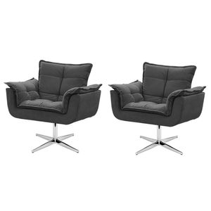 Kit De Cadeiras Decorativa Opala Cinza Base Giratória