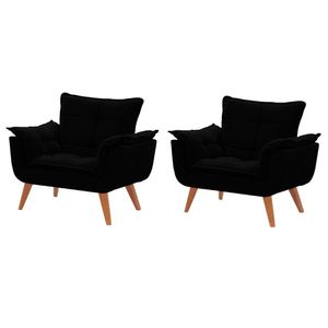 Kit De Poltronas Decorativas Opala Preta