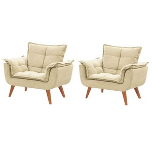 Kit De Poltronas Decorativas Opala Bege