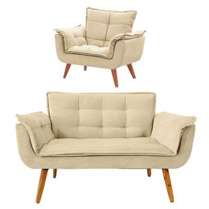 Conjunto De Poltronas Opala 1 Namoradeira Bege