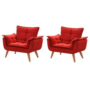 Kit De Poltronas Decorativas Opala Vermelha