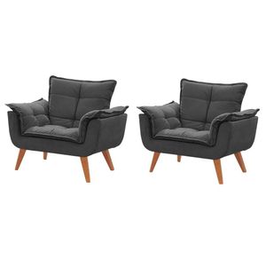 Kit De Poltronas Decorativas Opala Cinza