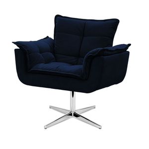 Cadeira Decorativa Opala Azul Marinho Base Giratória