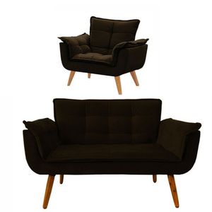 Conjunto De Poltronas Opala 1 Namoradeira Marrom