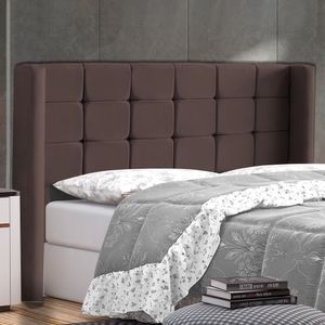 Cabeceira Cama Box Casal King Size Gioconda 195cm Com Frame Veludo Marrom - Abmaza