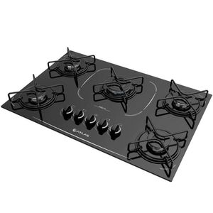 Cooktop A Gás 5 Bocas Agile Up Mesa De Vidro Atlas Preto 220v