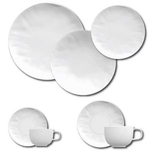 Aparelho De Jantar, Chá, Café E Sobremesa 42 Peças Germer Orgânico Em Porcelana Branco