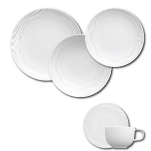 Aparelho De Jantar, Chá E Sobremesa 30 Peças Germer Shell Em Porcelana Branco