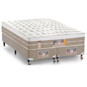 Cama Box King Size Silver Star Air Com Molas Ensacadas 71x180x200cm Castor Branco Com Bege