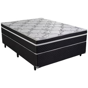 Cama Box Casal Biflex Lyon Com Pillow Inn E Molas Pocket 70 X 138 X 188cm Branco Com Preto