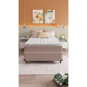 Cama Box Casal Umaflex Berlim Pillow Top E Molas Ensacadas Castor Com Branco