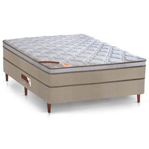 Cama Box Casal Castor Revolution Com Mola Bonnel Branco Com Bege