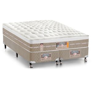 Cama Box Queen Size Silver Star Air Com Mola Pocket 71x158x198cm Castor Branco Com Bege