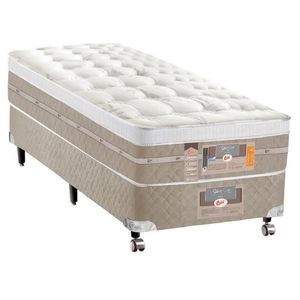 Cama Box Solteirão Castor Silver Star Air Molas Ensacadas Branco Com Bege