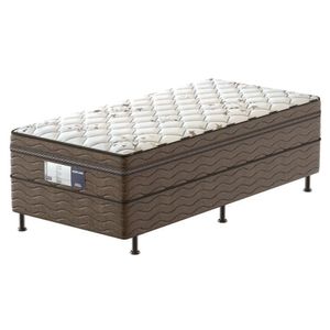 Cama Box Conjugada De Solteiro Prodormir Probel Gray Com Pillow Top E Espuma D28 50x88x188 Cm Branco Com Marrom