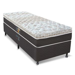 Cama Box Solteirão Castor Sleep Class Hibrido Com Mola Ensacada 64x96x203cm Branco, Cinza E Marrom