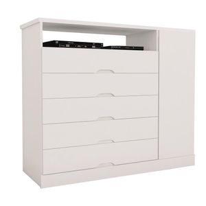 Cômoda Braga Com 5 Gavetas E 1 Porta Made Marcs Branco Acetinado
